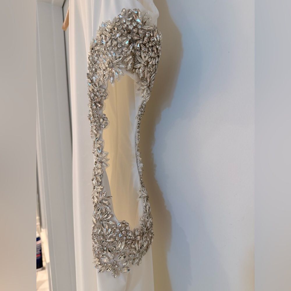 NEW BRONX AND BANCO Camila White Rhinestone Cutout Maxi Dress,  Evening Gown, S - Picture 8 of 14